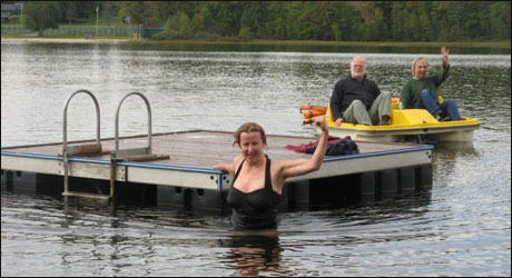 Enjoy the cottage's swimming raft and paddle boat